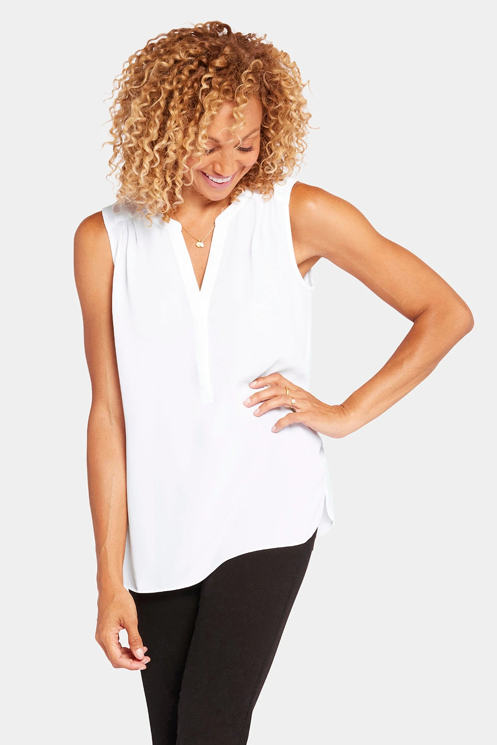 The Sleeveless Perfect Blouse - Optic White 1 The Sleeveless Perfect Blouse - Optic White