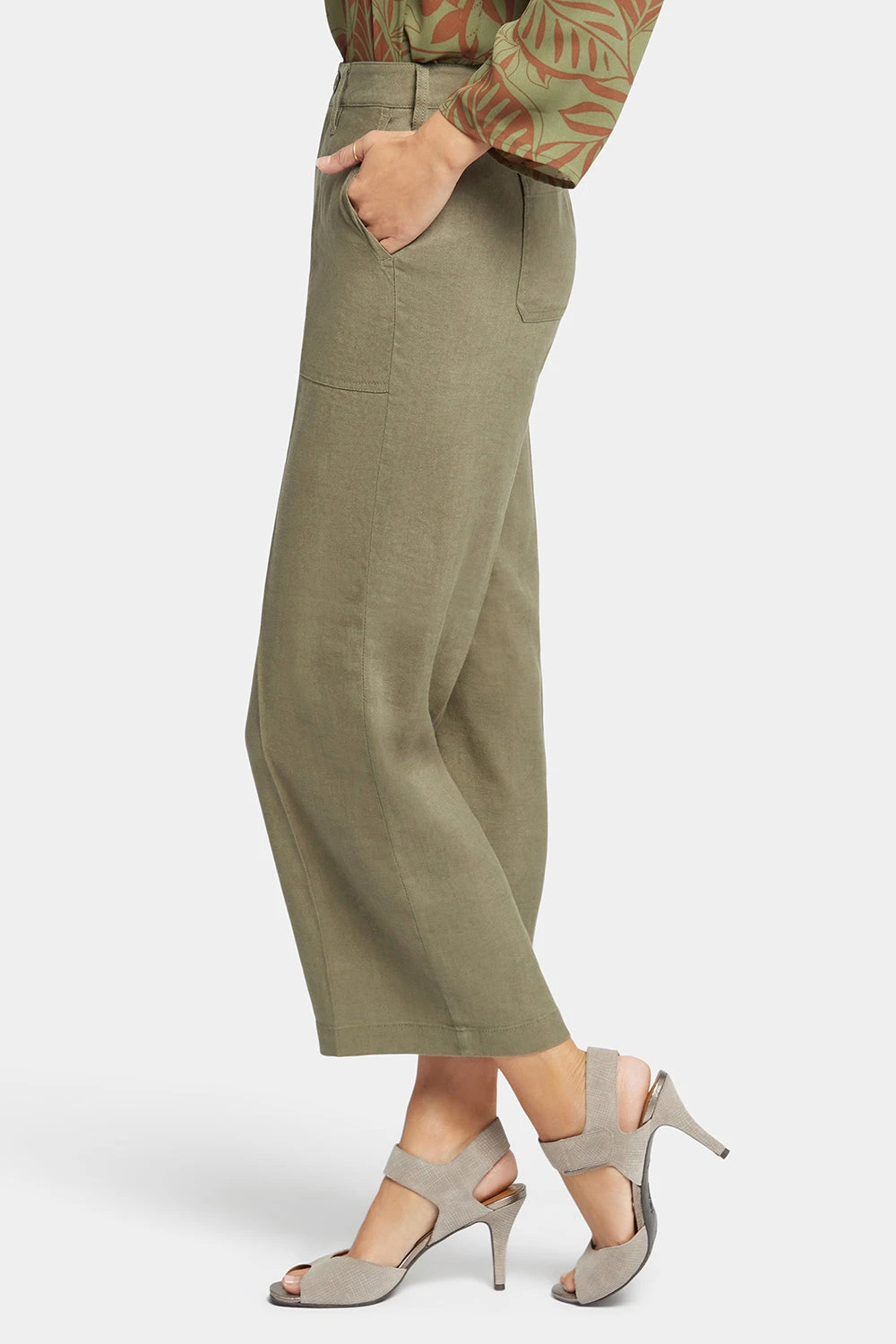 Wide Leg Cargo Capri Pants - Avocado 3 Wide Leg Cargo Capri Pants - Avocado - Image 3