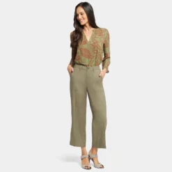 Wide Leg Cargo Capri Pants - Avocado 13 Wide Leg Cargo Capri Pants - Avocado -Nydj Apparel Shop MAKB8763 AVCDO DPA