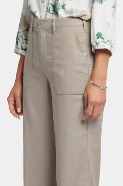 Wide Leg Cargo Capri Pants - Saddlewood 12 Wide Leg Cargo Capri Pants - Saddlewood -Nydj Apparel Shop MAKB8763 SADLW 6