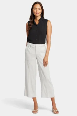 Wide Leg Cargo Capri Pants - Slubby Stripe -Nydj Apparel Shop MAKC8763 SLUST 4