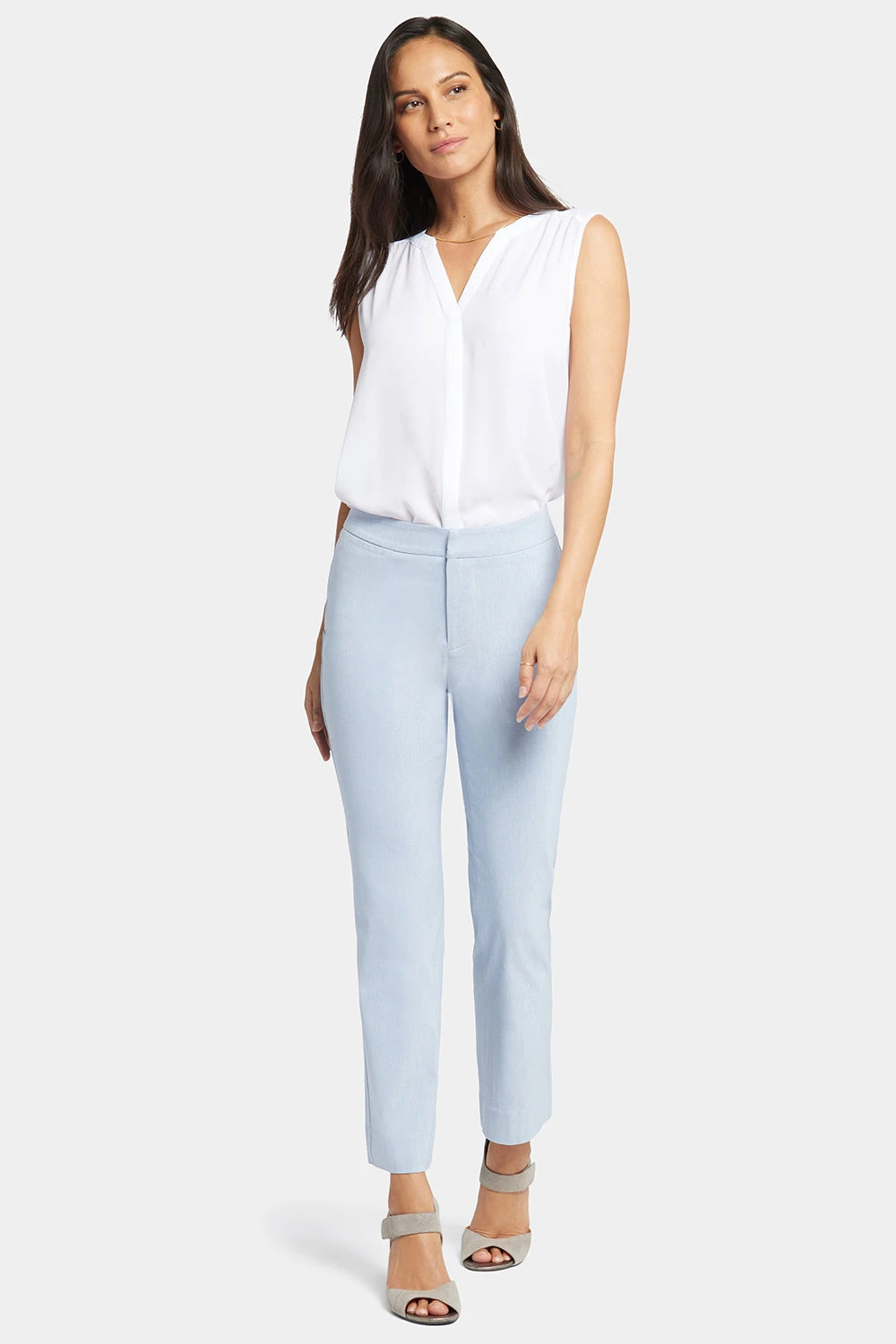 Slim Trouser Ankle Pants - Light Blue Heather 1 Slim Trouser Ankle Pants - Light Blue Heather