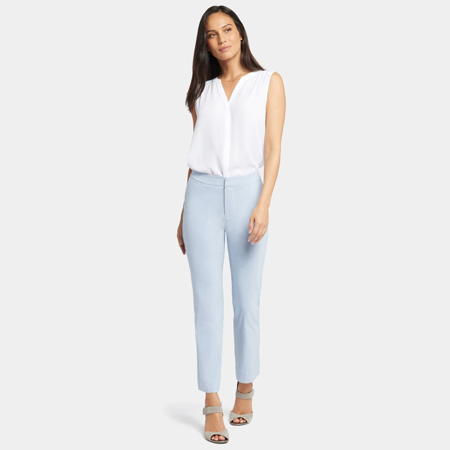 Slim Trouser Ankle Pants - Light Blue Heather 7 Slim Trouser Ankle Pants - Light Blue Heather - Image 7