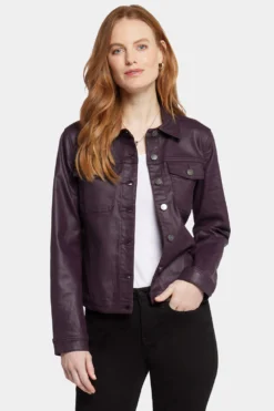 Coated Denim Jacket - Eggplant Coated
