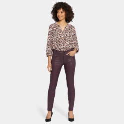 Coated Ami Skinny Jeans - Dark Cherry Coated -Nydj Apparel Shop MCFDAS8631 DRCHR DPA