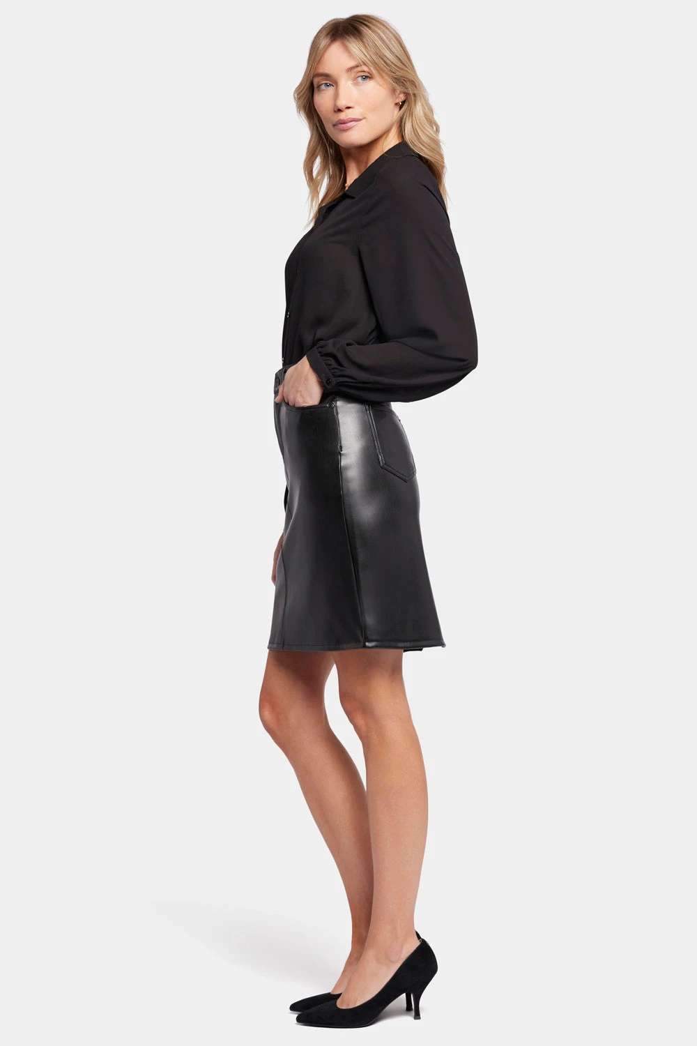Faux Leather 5 Pocket Skirt - Black 5 Faux Leather 5 Pocket Skirt - Black - Image 5