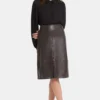 Faux Leather A-line Skirt - Cordovan