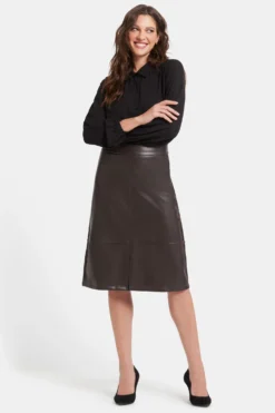 Faux Leather A-line Skirt - Cordovan 10 Faux Leather A-line Skirt - Cordovan -Nydj Apparel Shop MCFL8269 CRDVN 4