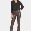 Faux Leather Marilyn Straight Pants - Cordovan