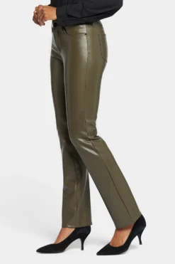 Faux Leather Marilyn Straight Pants - Ripe Olive 9 Faux Leather Marilyn Straight Pants - Ripe Olive -Nydj Apparel Shop MCFLMS2299 RPOLV 3