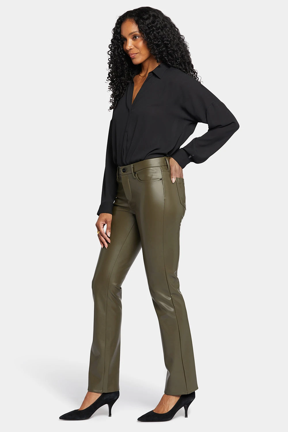 Faux Leather Marilyn Straight Pants - Ripe Olive 5 Faux Leather Marilyn Straight Pants - Ripe Olive - Image 5