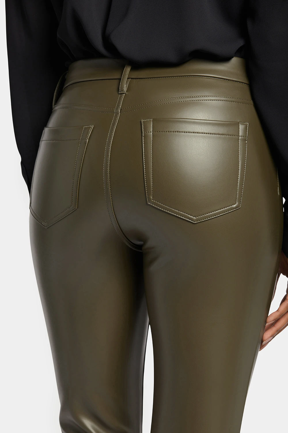 Faux Leather Marilyn Straight Pants - Ripe Olive 6 Faux Leather Marilyn Straight Pants - Ripe Olive - Image 6