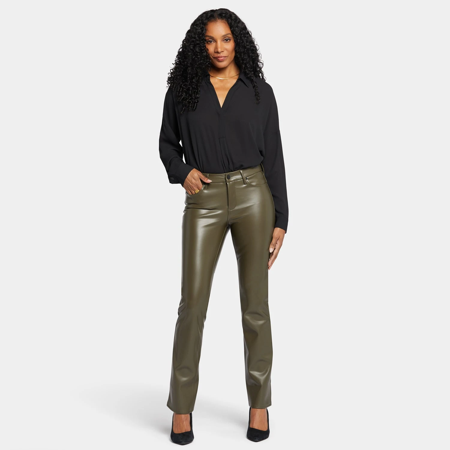 Faux Leather Marilyn Straight Pants - Ripe Olive 7 Faux Leather Marilyn Straight Pants - Ripe Olive - Image 7