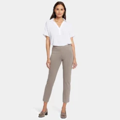Pull-On Straight Ankle Trouser Pants - Saddlewood -Nydj Apparel Shop MCPP8906 SADLW DPA
