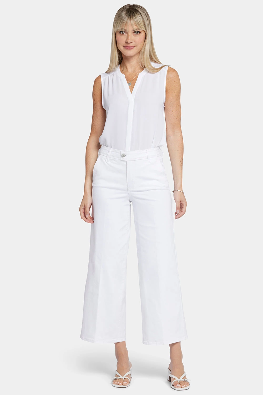 Mona Wide Leg Trouser Ankle Jeans- Optic White 4 Mona Wide Leg Trouser Ankle Jeans- Optic White - Image 4
