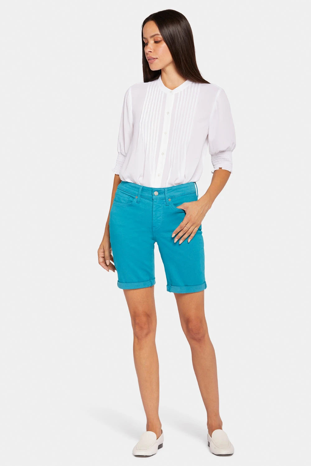 Ella Denim Shorts - Teal Green 1 Ella Denim Shorts - Teal Green