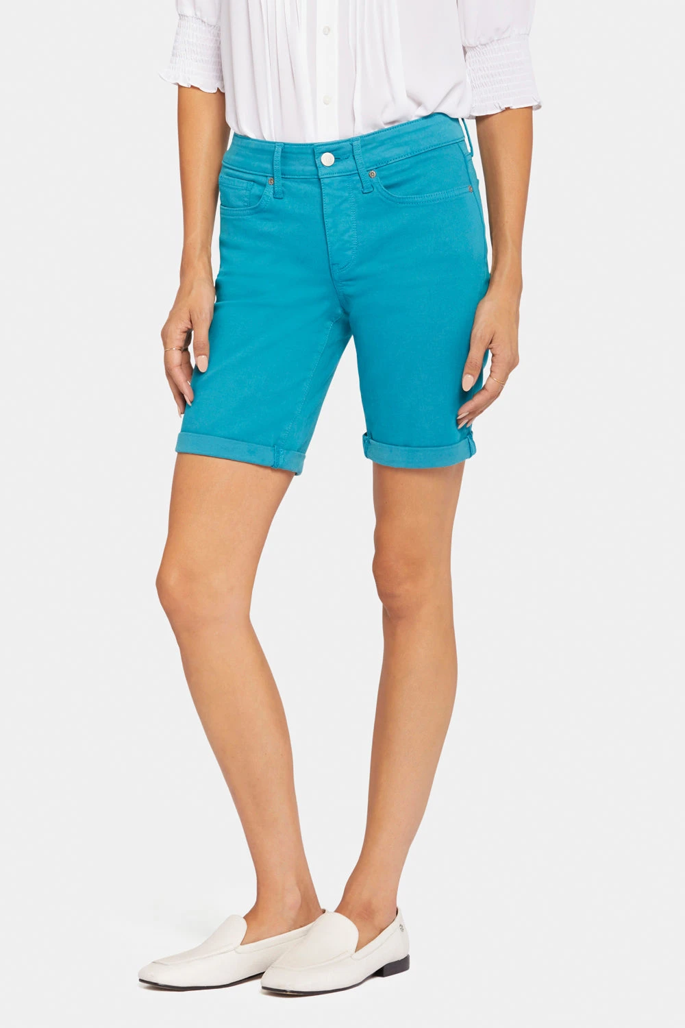 Ella Denim Shorts - Teal Green 3 Ella Denim Shorts - Teal Green - Image 3