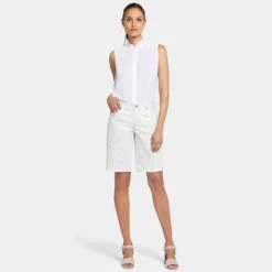 Lilly Denim Shorts - Beach Cruise Stripe 13 Lilly Denim Shorts - Beach Cruise Stripe -Nydj Apparel Shop MFOSSH8873 BEACR DPA