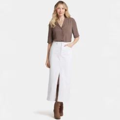 High Rise Long Skirt - Optic White -Nydj Apparel Shop MFOSSK8986 157 DPA