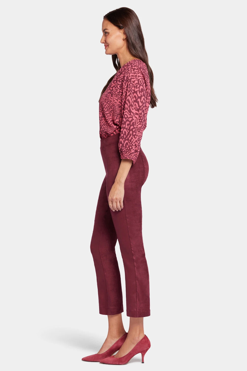 Slim Bootcut Pull-On Pants - Dark Cherry 5 Slim Bootcut Pull-On Pants - Dark Cherry - Image 5
