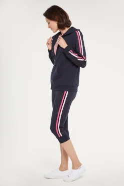 Zip Front Hoodie With Sleeve Stripes - Oxford Navy 12 Zip Front Hoodie With Sleeve Stripes - Oxford Navy -Nydj Apparel Shop MFTL4196 OXNV 6