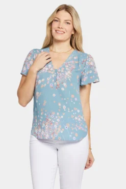 Flounce Sleeve Blouse - New Hope -Nydj Apparel Shop MGGQ4237 S2004 4