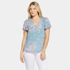 Flounce Sleeve Blouse - New Hope -Nydj Apparel Shop MGGQ4237 S2004 DPA