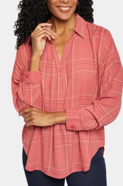 Becky Blouse - Brentford Plaid -Nydj Apparel Shop MGGQ4254 BRNTD 6
