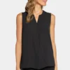 Sleeveless Pintuck Blouse - Black