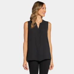 Sleeveless Pintuck Blouse - Black -Nydj Apparel Shop MGGT3256 858 DPA