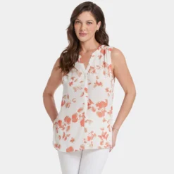 Sleeveless Pintuck Blouse- Aurora 13 Sleeveless Pintuck Blouse- Aurora -Nydj Apparel Shop MGGT3256 AUR DPA