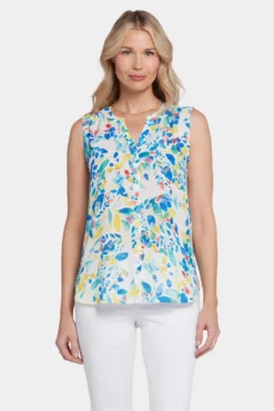 Sleeveless Pintuck Blouse- Willow Springs