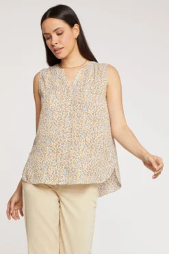 Sleeveless Pintuck Blouse - Sand Cat