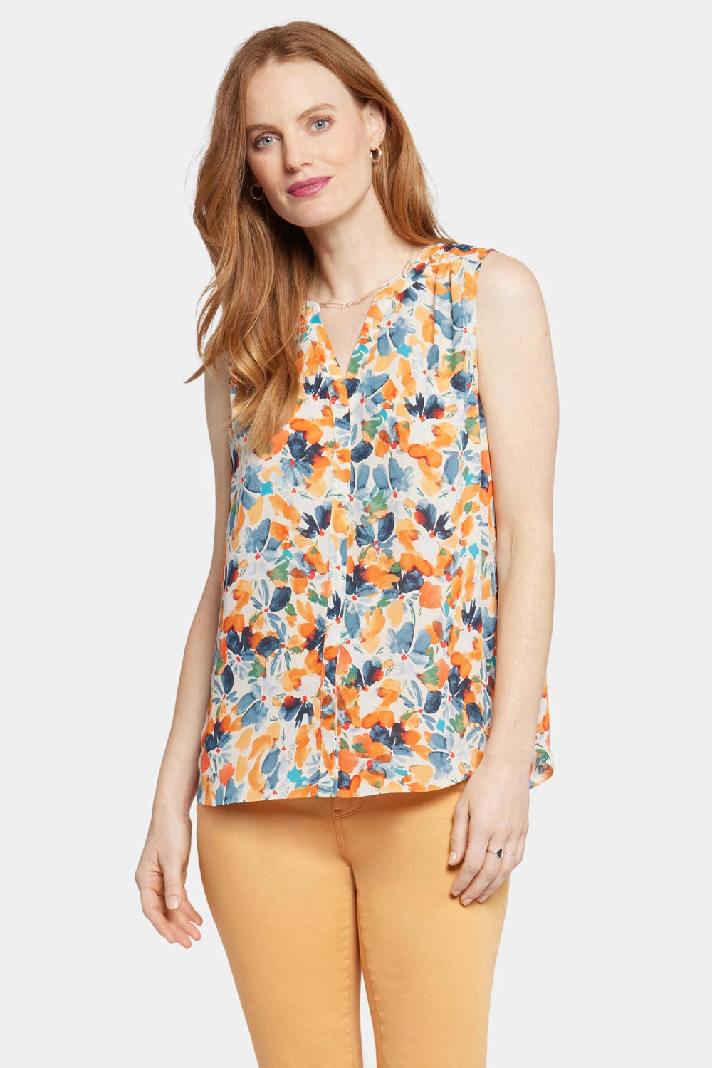 Sleeveless Pintuck Blouse - Cottage Pond 1 Sleeveless Pintuck Blouse - Cottage Pond