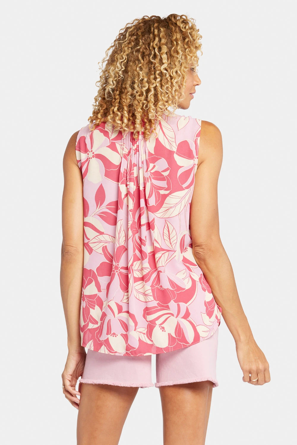 Sleeveless Pintuck Blouse - Camino Real 2 Sleeveless Pintuck Blouse - Camino Real - Image 2