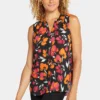 Sleeveless Pintuck Blouse - Tropical Waves