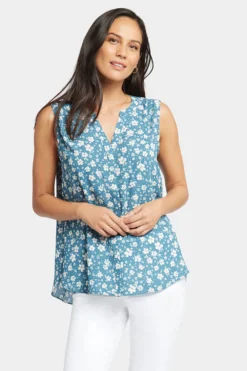 Sleeveless Pintuck Blouse - Forget Me Nots 9 Sleeveless Pintuck Blouse - Forget Me Nots -Nydj Apparel Shop MGGT3256 U1093 4