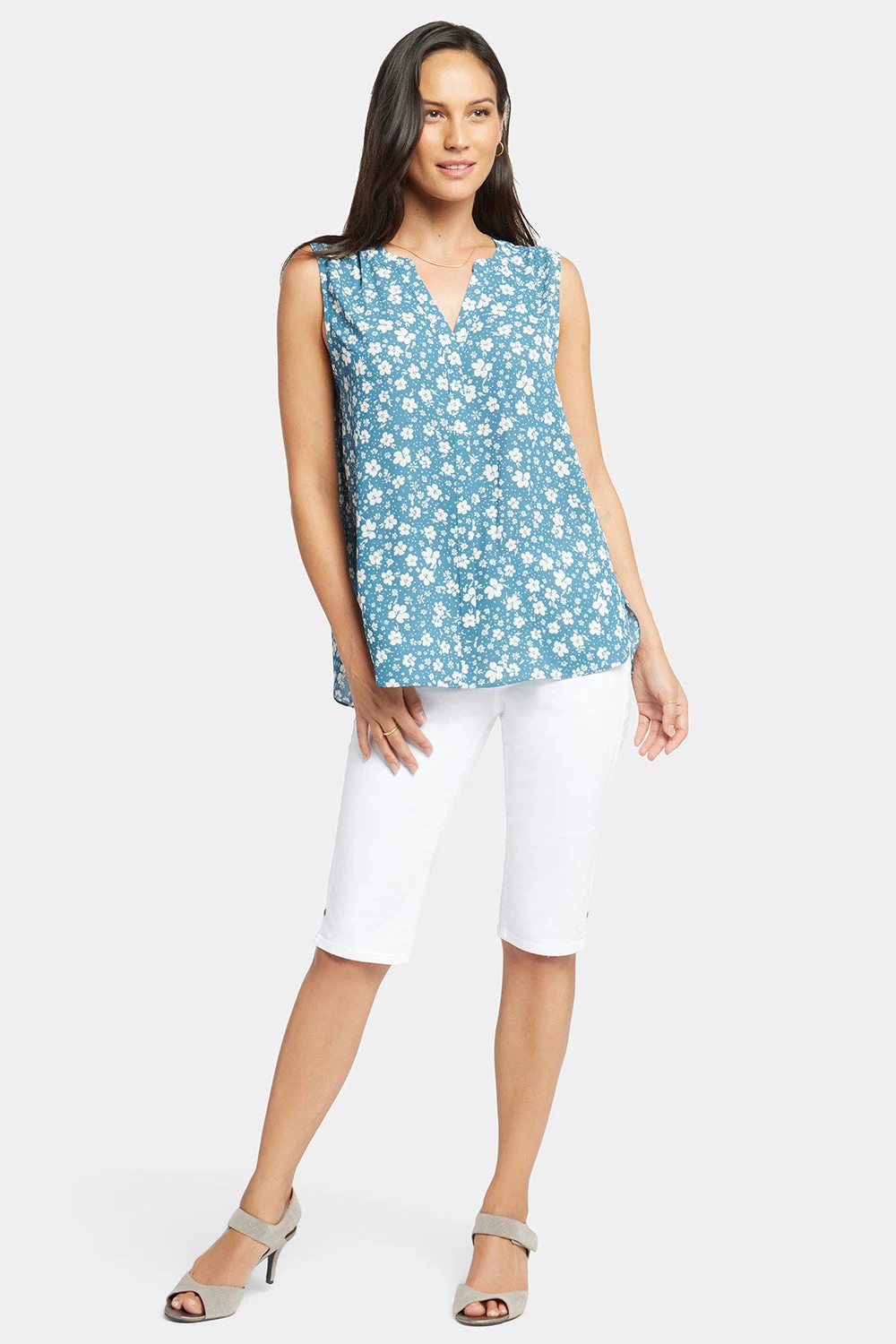 Sleeveless Pintuck Blouse - Forget Me Nots 5 Sleeveless Pintuck Blouse - Forget Me Nots - Image 5