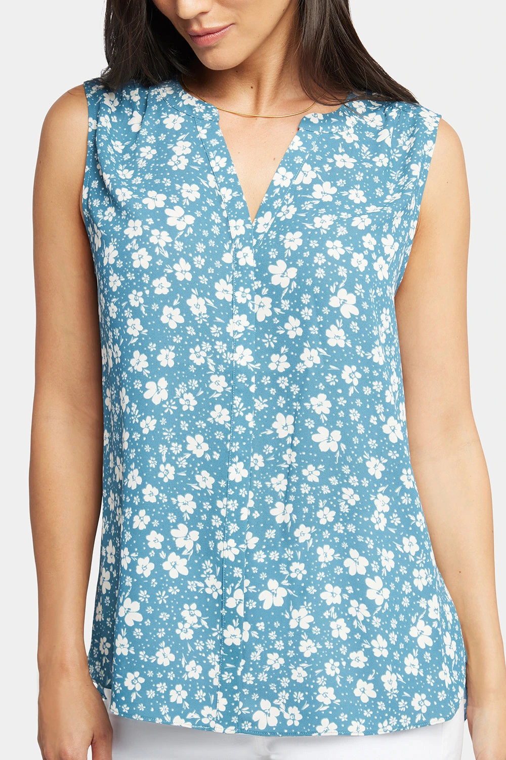 Sleeveless Pintuck Blouse - Forget Me Nots 6 Sleeveless Pintuck Blouse - Forget Me Nots - Image 6