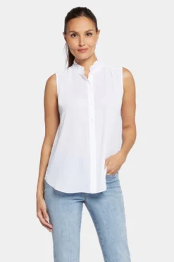 Sleeveless Ruffle Neck Blouse - Optic White -Nydj Apparel Shop MGGT4039 157 4