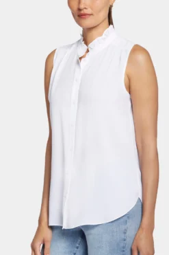 Sleeveless Ruffle Neck Blouse - Optic White -Nydj Apparel Shop MGGT4039 157 6