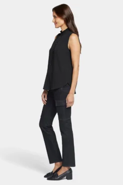 Sleeveless Ruffle Neck Blouse - Black 9 Sleeveless Ruffle Neck Blouse - Black -Nydj Apparel Shop MGGT4039 858 3
