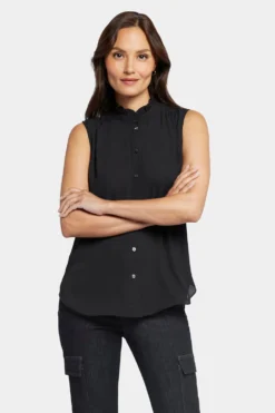 Sleeveless Ruffle Neck Blouse - Black 10 Sleeveless Ruffle Neck Blouse - Black -Nydj Apparel Shop MGGT4039 858 4
