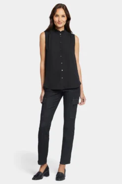 Sleeveless Ruffle Neck Blouse - Black 11 Sleeveless Ruffle Neck Blouse - Black -Nydj Apparel Shop MGGT4039 858 5