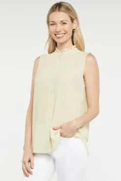 Sleeveless Ruffle Neck Blouse - Butter -Nydj Apparel Shop MGGT4039 BUTTE 4