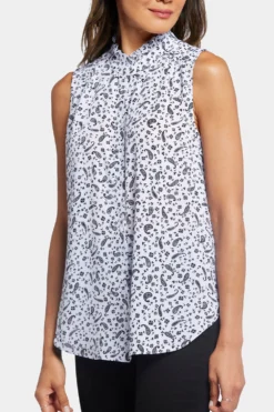Sleeveless Ruffle Neck Blouse - Martini Paisley 12 Sleeveless Ruffle Neck Blouse - Martini Paisley -Nydj Apparel Shop MGGT4039 F923 6