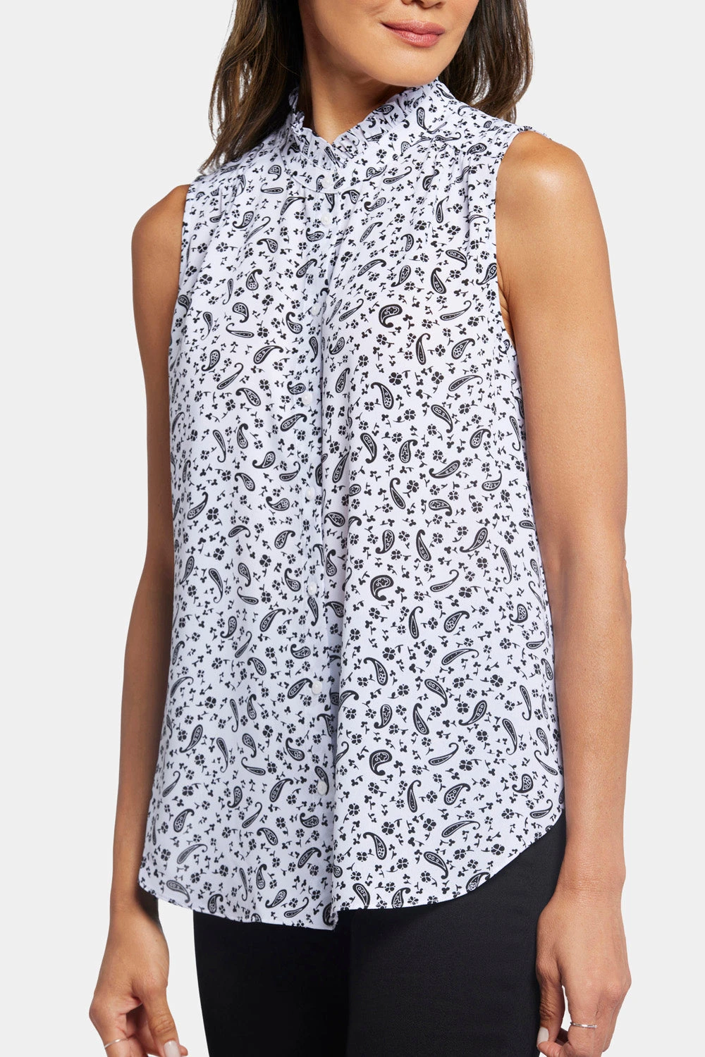 Sleeveless Ruffle Neck Blouse - Martini Paisley 6 Sleeveless Ruffle Neck Blouse - Martini Paisley - Image 6