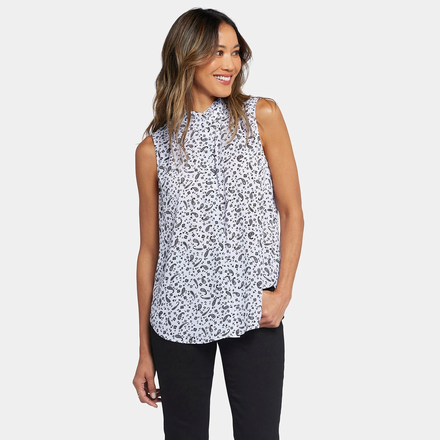 Sleeveless Ruffle Neck Blouse - Martini Paisley 7 Sleeveless Ruffle Neck Blouse - Martini Paisley - Image 7