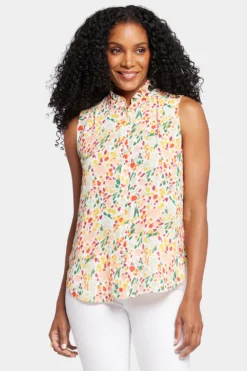 Sleeveless Ruffle Neck Blouse - Veronica Springs