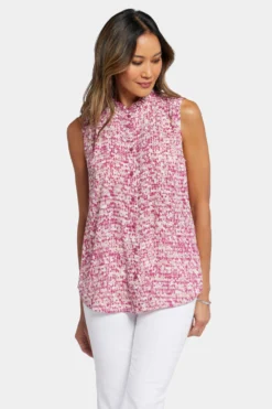 Sleeveless Ruffle Neck Blouse - Pink Moon